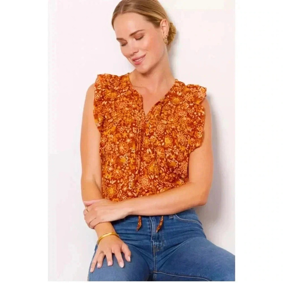 Sundry Tops - 🩵SUNDRY Sienna Flutter Sleeve Blouse Size Boho Prairie Cottagecore Large